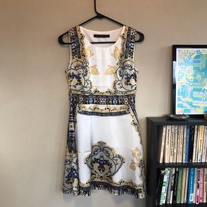 Brocade Style Silky Mini Dress